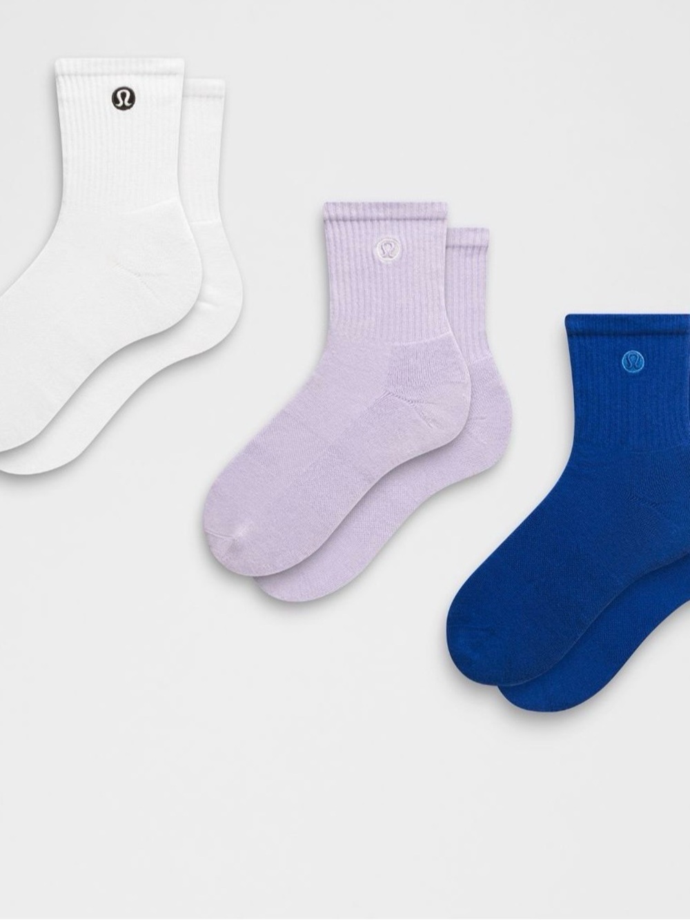 NWT Lululemon Unisex Daily Essential Quarter Socks 3 Pack